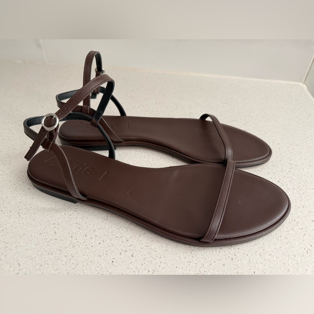 Aeyde Nettie Quarter Strap Brown Leather Sandals Women’s Size 12 - Picture 2 of 6